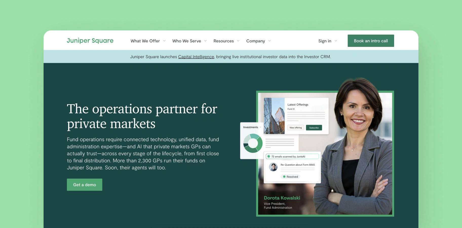 Juniper Square investment management platform for commercial real estate fund managers